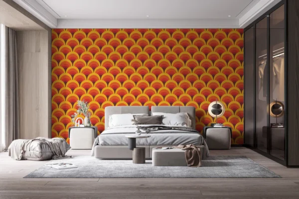 Orange Ocean Wave Geometric Wallpaper