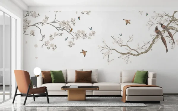 Floral Perch Wall Mural