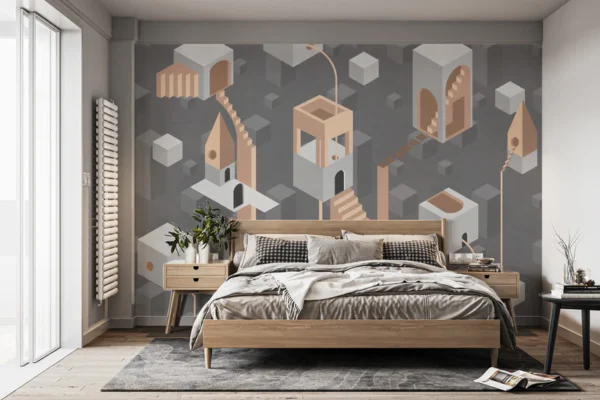 Modern Gray Geometric Architecture Wallpaper