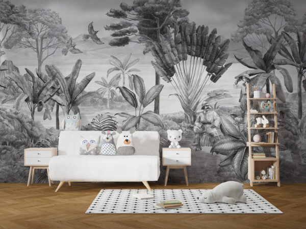 Black and white scenery wallpaper mural