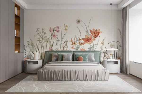 Floral Hand Painted Wallpaper Murals