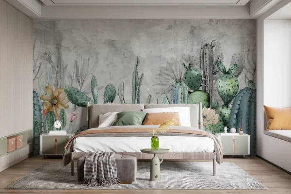 Desert Oasis Cacti Stick on Wallpaper