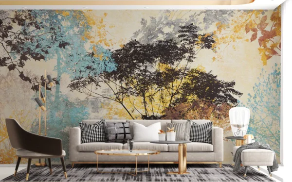 Colorful Abstract Tree Canvas Touch Wallpaper Mural