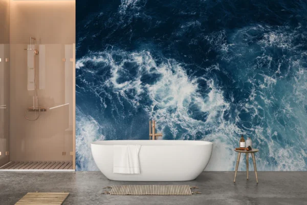 Blue Color Ocean Water View Wallpaper Mural