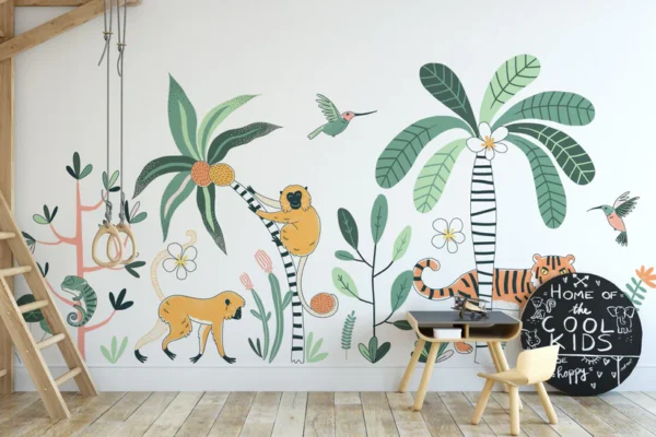 Rainforest Animal kids room Wallpaper